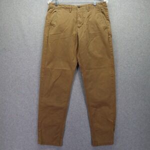 Denim & Flower Pants Mens 32x28 Slim Fit Chino Casual Stretch Flat Front Brown